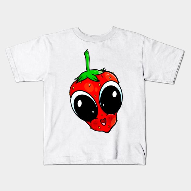 Cute strawberry Kids T-Shirt by TTirex